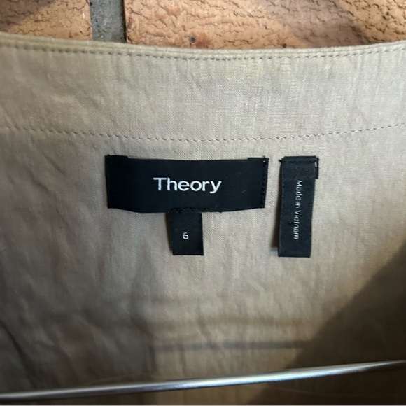 Theory Didianne Tierra Wash Linen Blend Sleeveless Shift Dress Beige Tan Size 6 - Picture 4 of 8